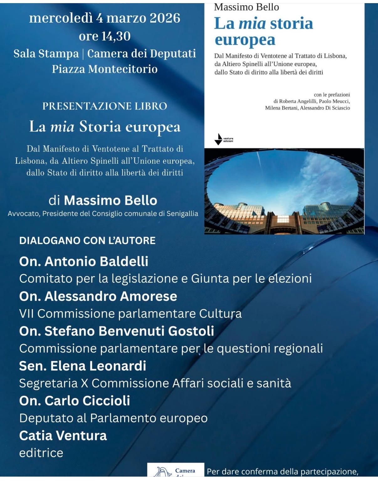 Presentazione del libro: &ldquo;La mia storia europea"